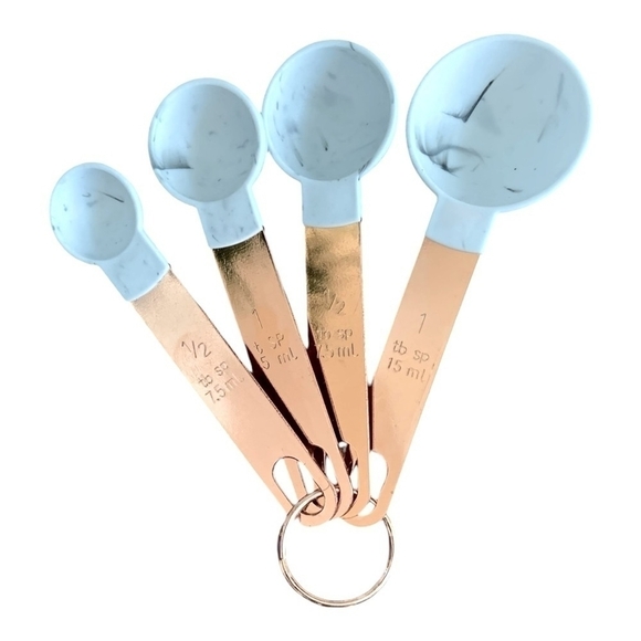 New Measuring Cups & Spoons Cooking Baking Copper Handle Kitchen Cup & Spoon Set - Picture 5 of 10